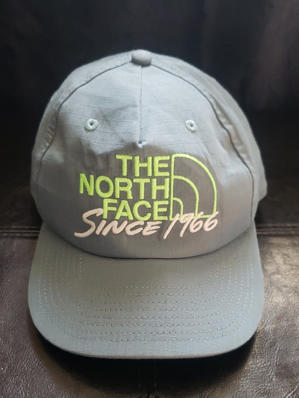 The North Face Gray Cap with Neon Green Logo
